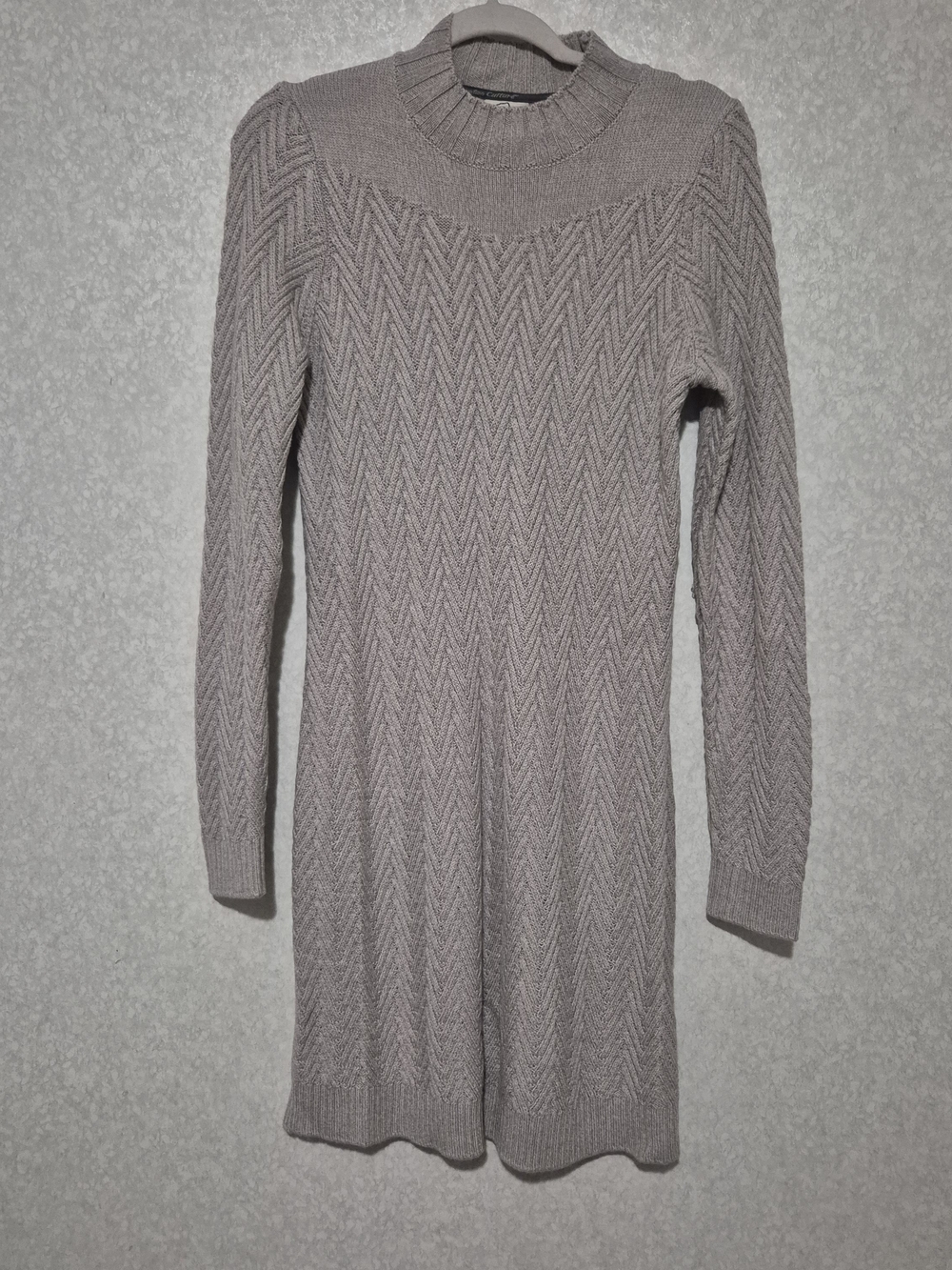 Kuhl Gia Women's Gray Chevron Knit Mock Neck Wool Blend Sweater Dress-Size:S